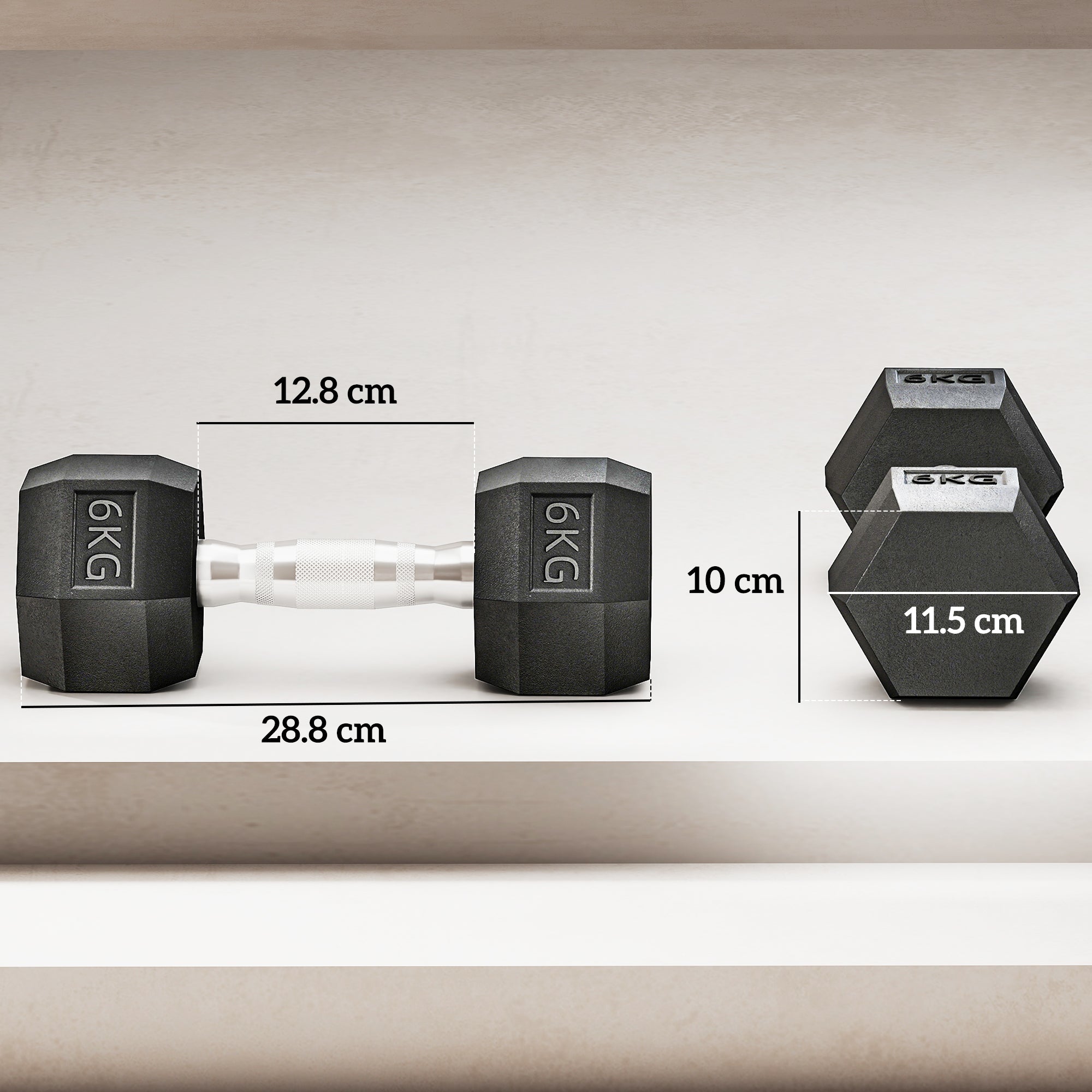 2x6kg Hex Dumbbells