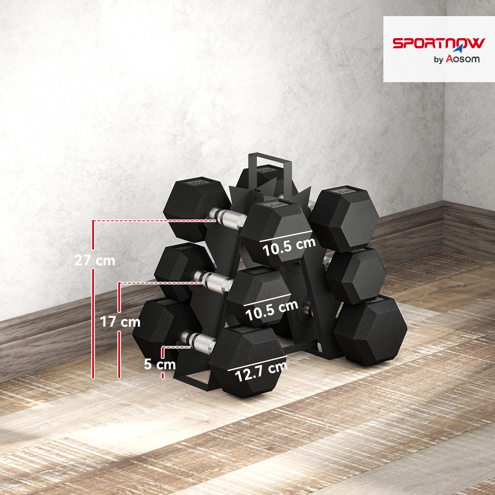 Dumbbell Storage with Dumbbells  (2 X 2kg, 2 X 5kg, 2 X 8kg)