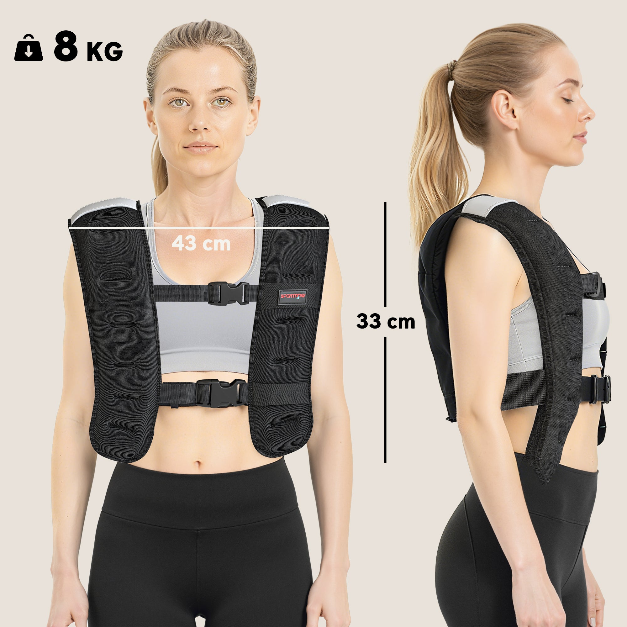 Weight Vest With Adjustable Straps (8 KG)