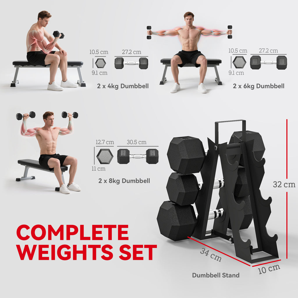 Dumbbell Storage with Dumbbells  (2 X 2kg, 2 X 5kg, 2 X 8kg)