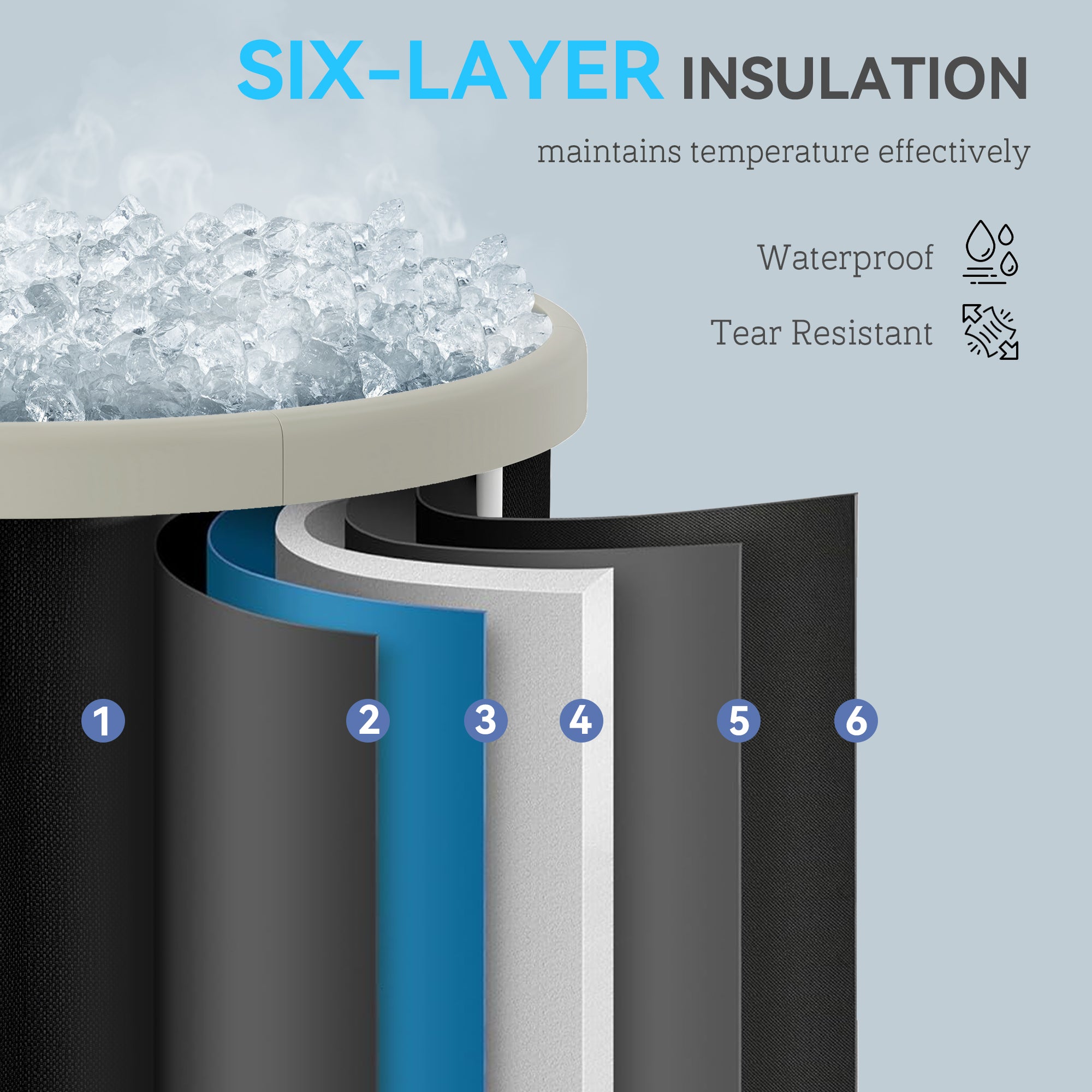 SPORTNOW 210L Outdoor Ice Bath Tub, With Lid, Cover, Carry Bag, Black